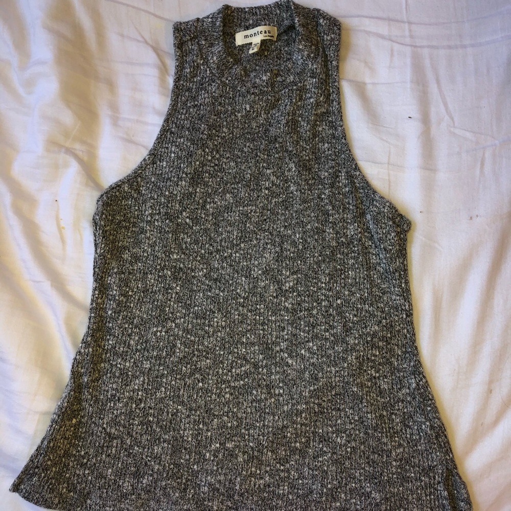 Gray sweater material tank top (not cropped)
